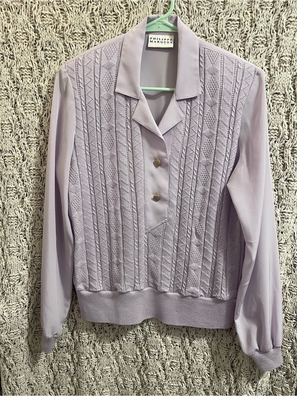 Philippe Marquès Lavender Knit-Front Blouse